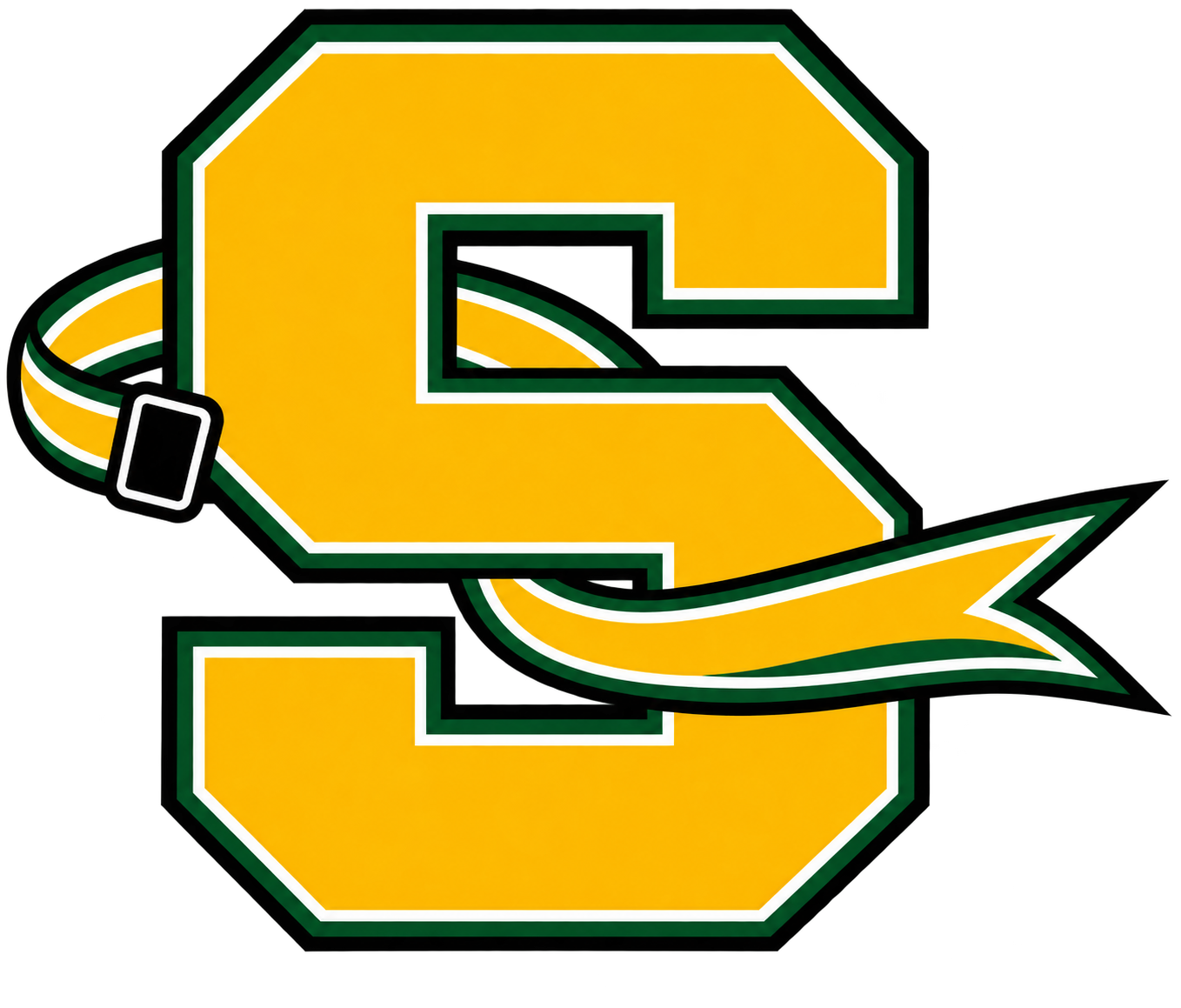 Sycamore flag football S logo with flag belt